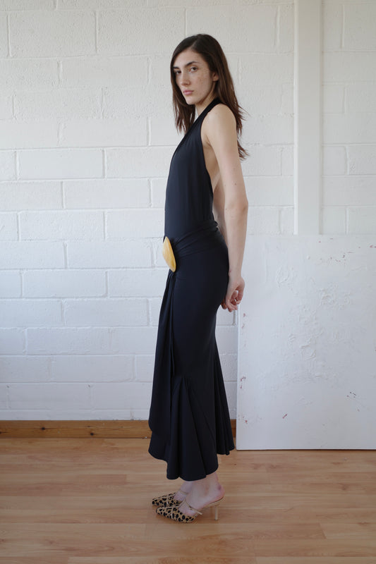 The Recycled Spandex Shell Belt Maxi Dress