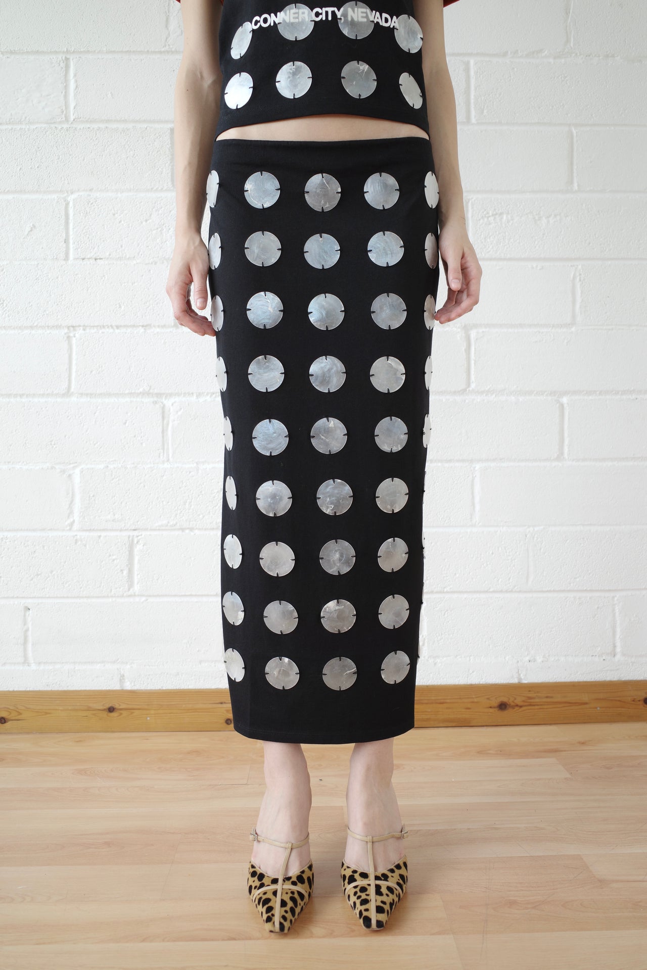 The Mother of Pearl Paillette Maxi Skirt - Black