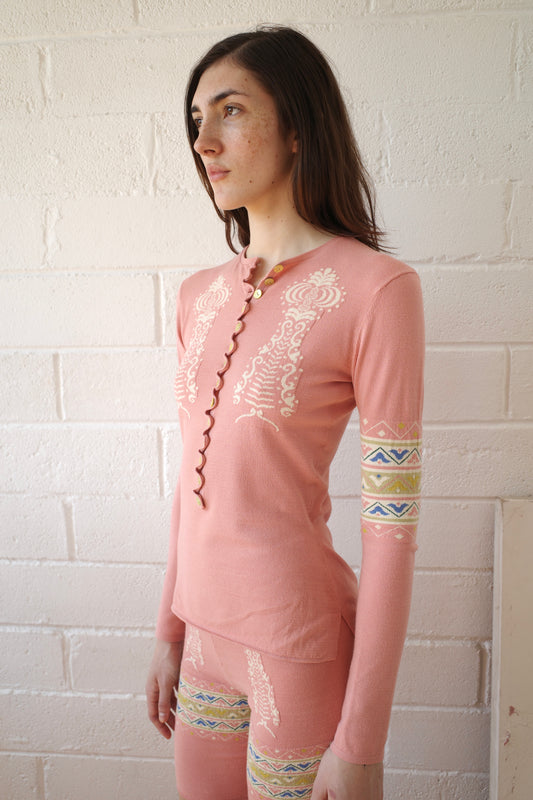The Knit Henley- Salmon