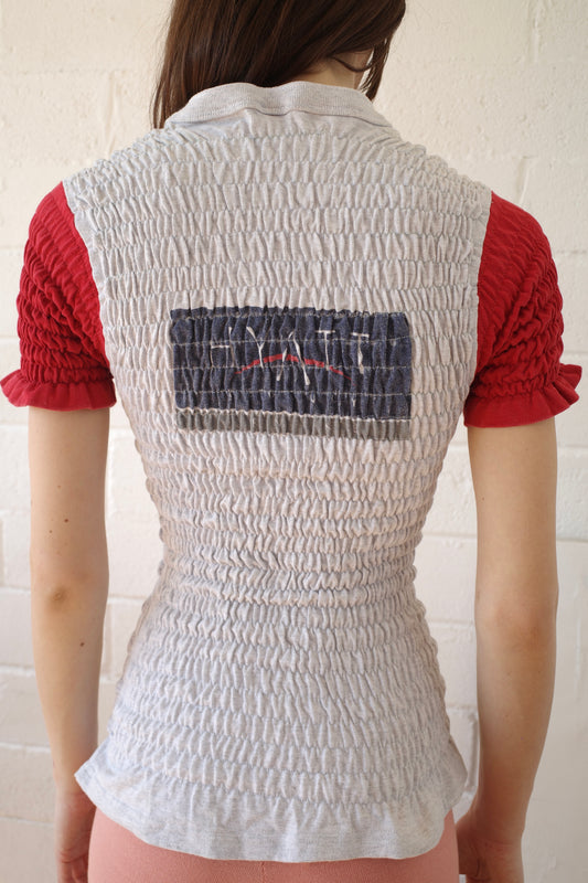 The Reconstituted Shirred Henley T-shirt