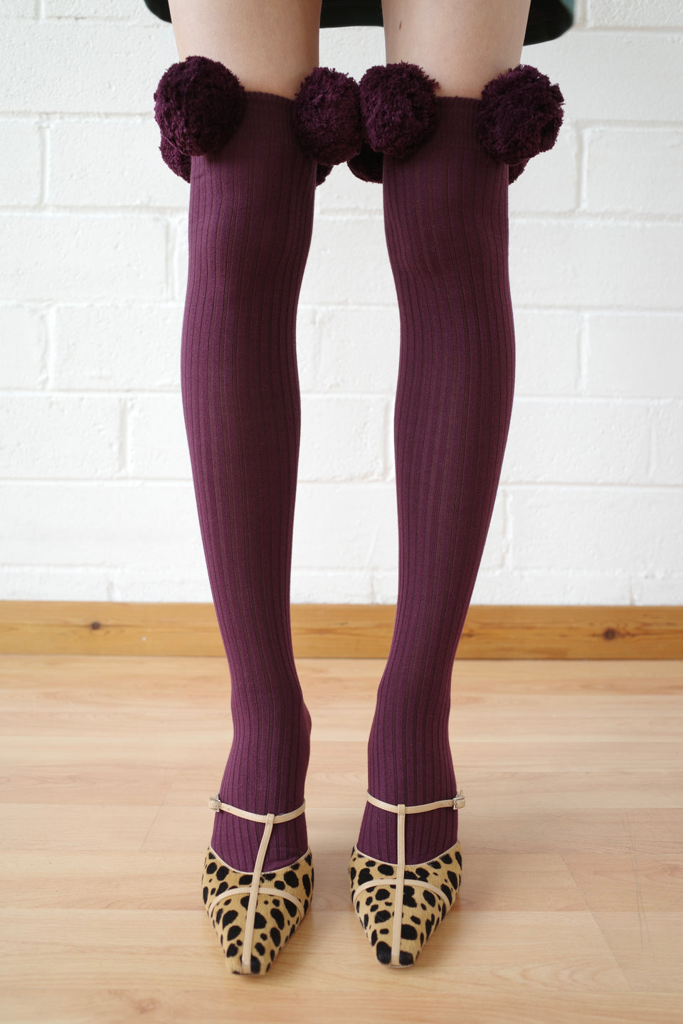 The Pom Pom Sock - Burgundy