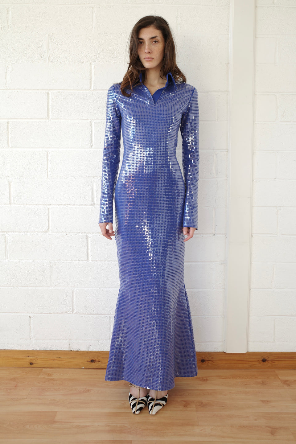 The Sequin Jersey Polo Maxi Dress