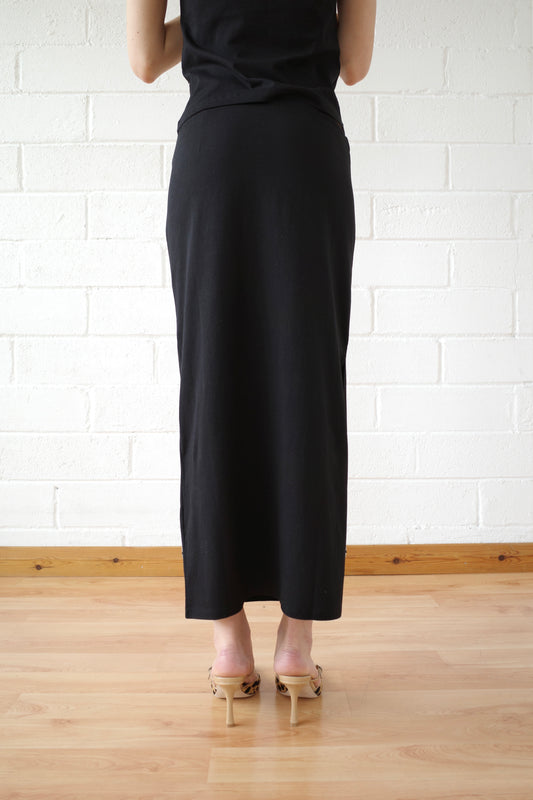 The Mother of Pearl Paillette Maxi Skirt - Black