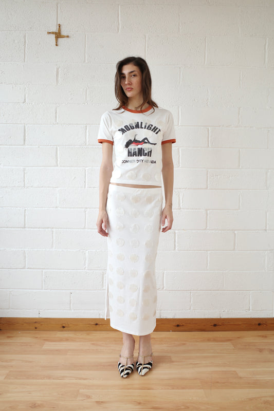 The Mother of Pearl Paillette Ringer Tee - White