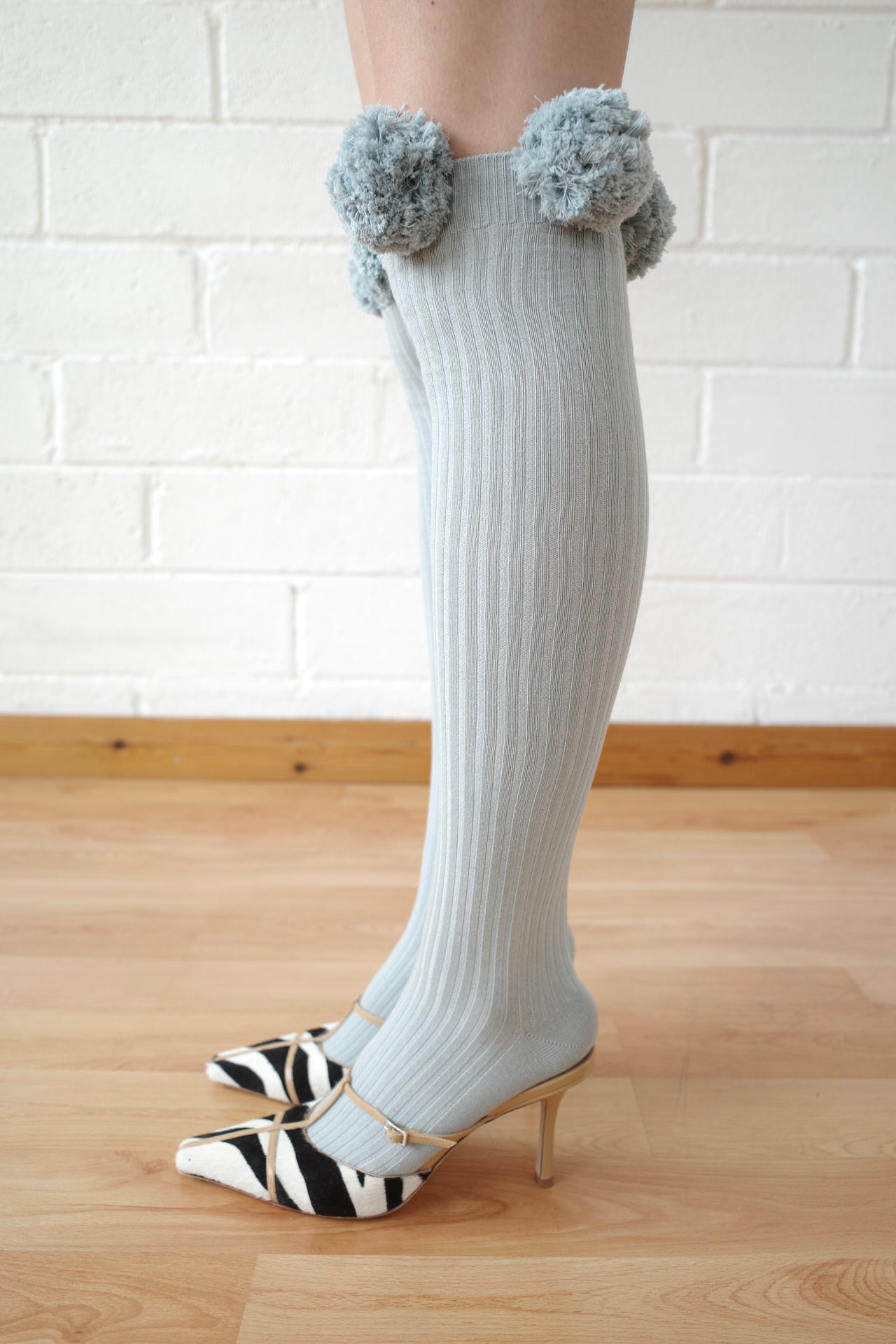 The Pom Pom Sock - Grey