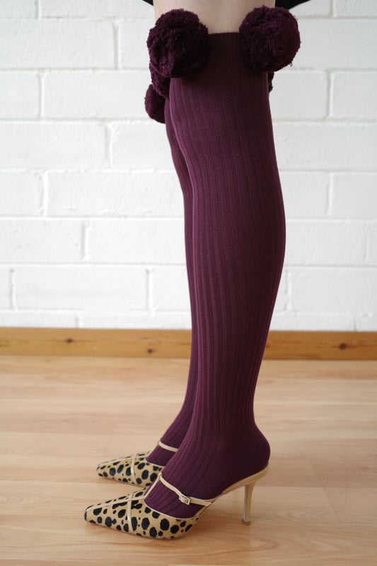 The Pom Pom Sock - Burgundy