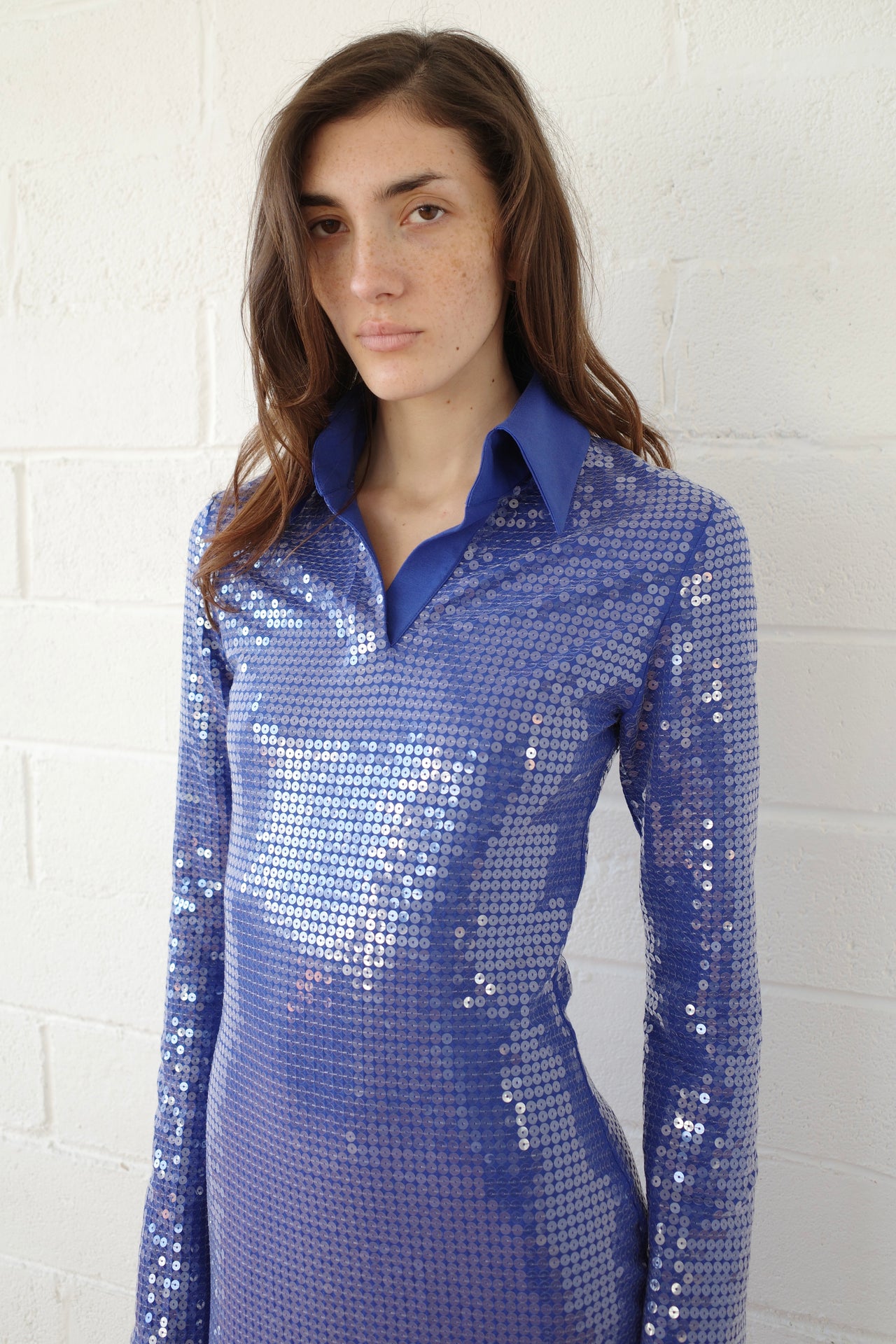 The Sequin Jersey Polo Maxi Dress