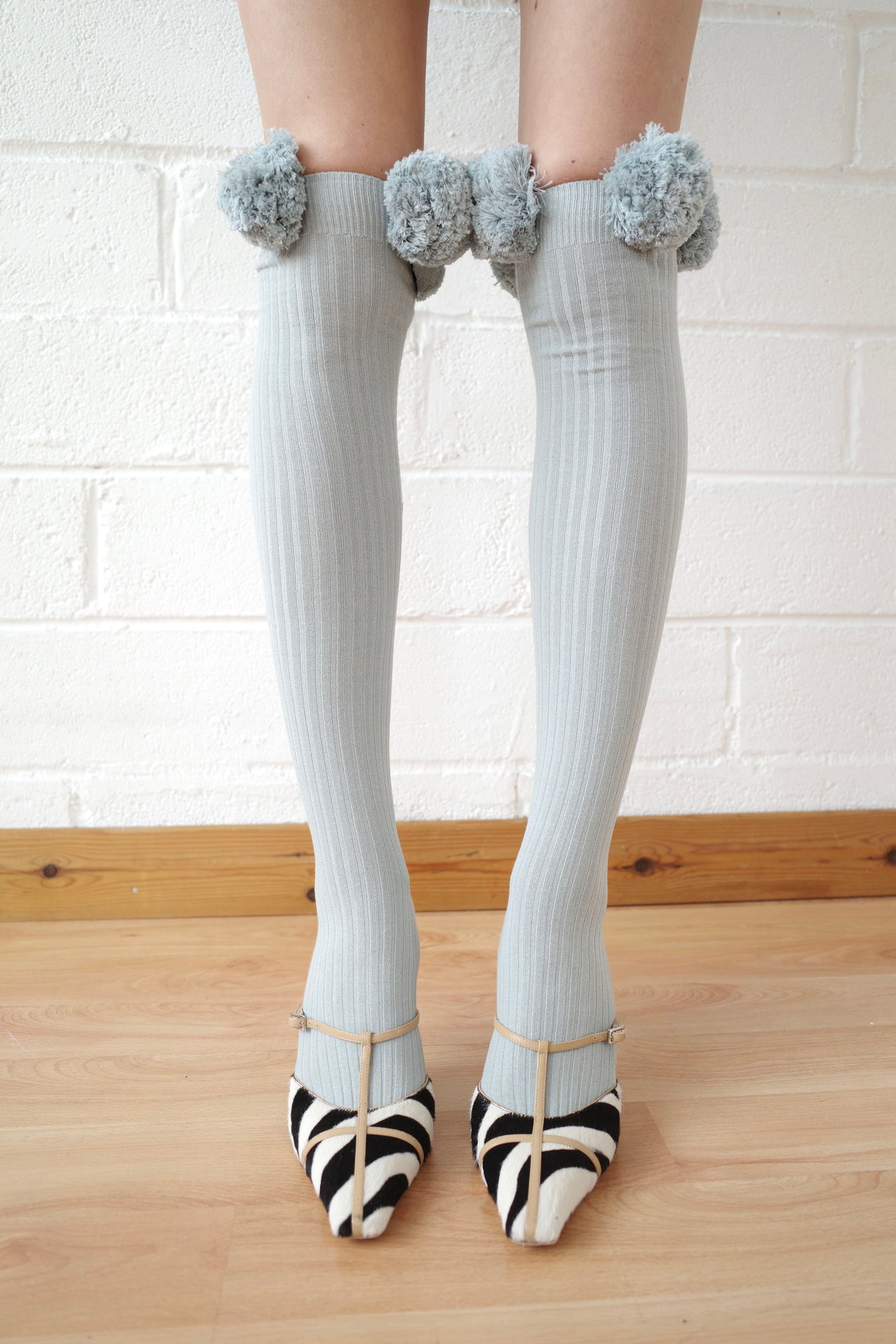 The Pom Pom Sock - Grey