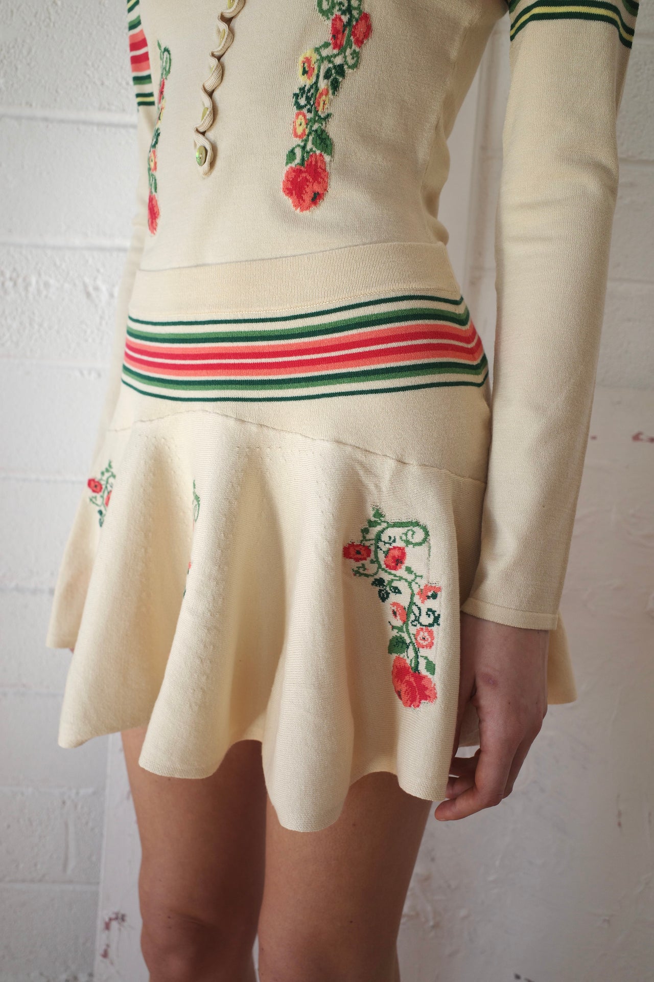 The Knit Flared Mini-Skirt - Cream